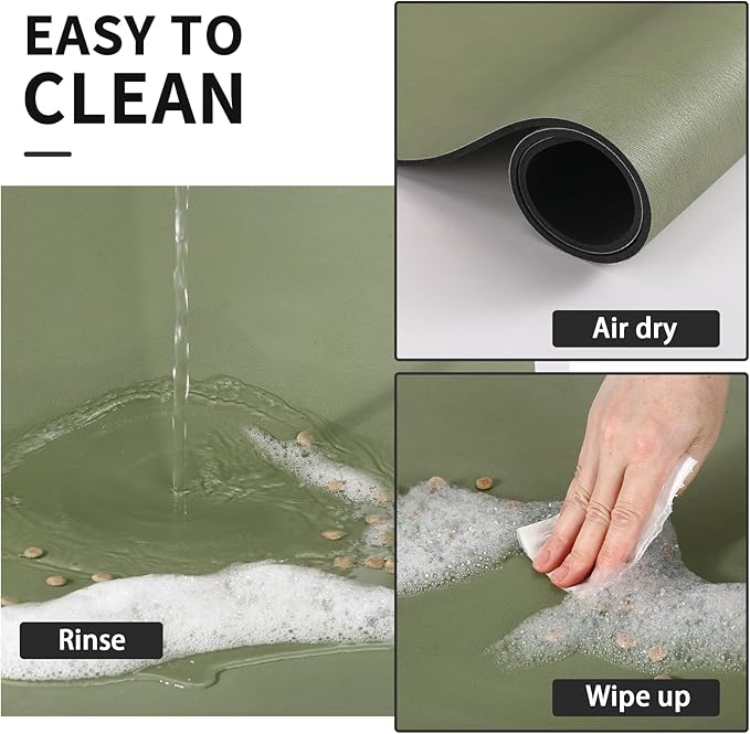 Dog Food Mat - Absorbent Cat Mat for Food and Water, No Stains Pet Feeding Bowl Mat, Easy to Clean Pet Placemats, Quick Dry Dog Water Dispenser Mat for Messy Drinkers | Green 24"x36"