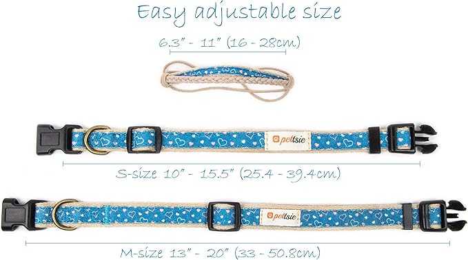 Pettsie Adjustable Dog Bandana Collar with Matching Owner Friendship Bracelet – Soft & Durable Hemp, Stylish Removable Scarf for Dogs, Gift-Ready Set for Pet Lovers, Medium, Blue