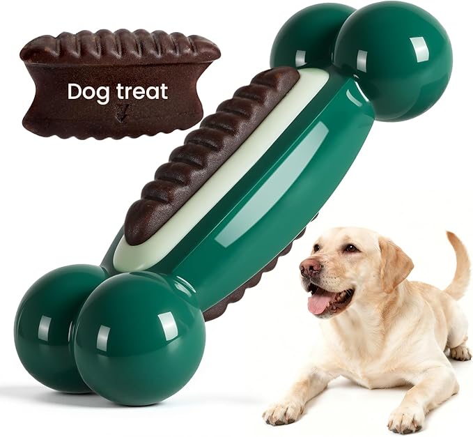 Dog Toys for Aggressive Chewers: Dog Treat Chew Toys, Long-Lasting Durable Dog Toys to Keep Them Busy, Indestructible Dog Enrichment Bones for Small Medium Large Breeds 25-80lbs, Beef Flavor