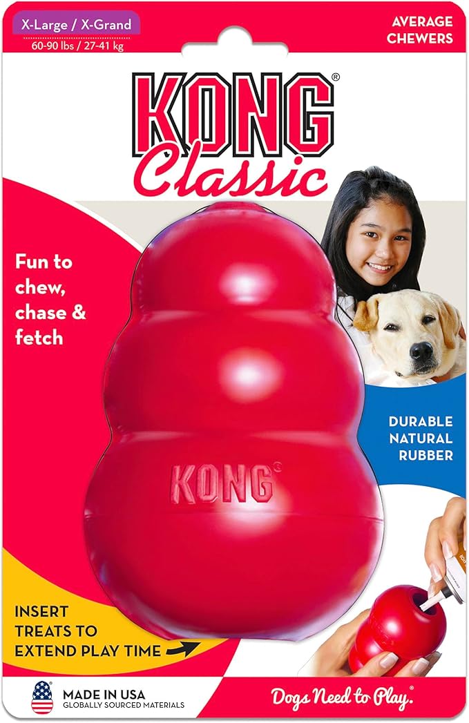 KONG Classic Stuffable Dog Toy - Fetch & Chew Toy for Dogs - Treat-Filling Capabilities & Erratic Bounce for Extended Play Time - Durable Natural Rubber Material - for Extra Large Dogs