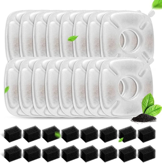 Cat Water Fountain Filters - 32 PCS Replacement Filters & Sponges for 95oz & 67oz Fountain