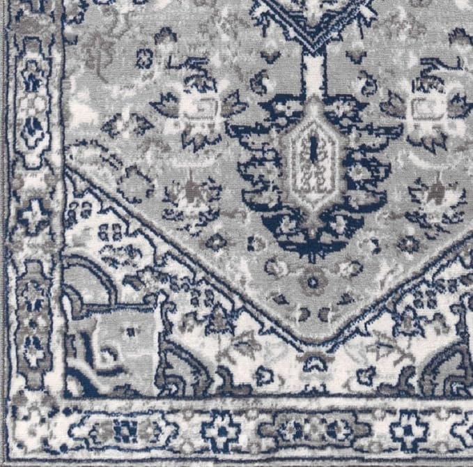 JONATHAN Y Modern Vintage Medallion Light Gray/Navy Runner Rug, 2x8, Country, Floral, Easy-Cleaning for Living Room, Bedroom, Kitchen, Pet Friendly, Non-Shedding (MDP106B-28)
