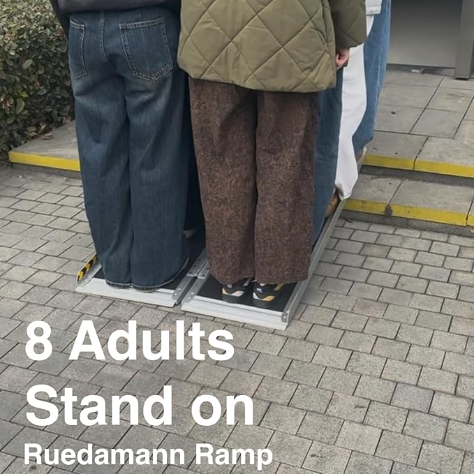 Ruedamann 3FT Portable Wheelchair Ramp, Non-Slip Aluminum Folding Handicap Ramp for Doorways, Wheel Chair Threshold Ramp for Home Steps, Stairs, Wheelchair, Scooters, Pets, Entry