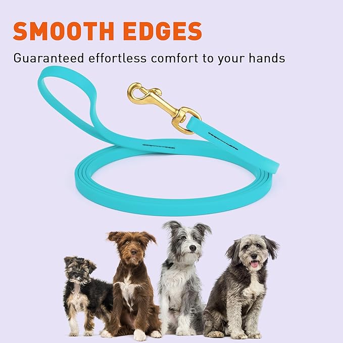 Viper Biothane K9 Working Dog Leash Waterproof Lead for Tracking Training Schutzhund Odor-Proof Long Line with Solid Brass Snap for Puppy Medium and Large Dogs, 20ft Sky Blue