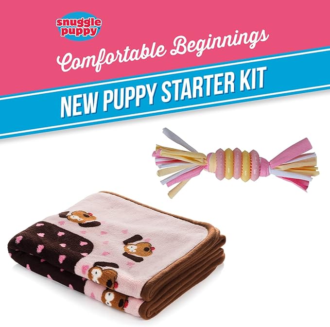 SmartPetLove Original Snuggle Puppy Essentials Starter Kit - Heartbeat Puppy for Dogs - Calming Aid with 3 Heat Packs, Puppy Teething Toy, Dog Chew Toy and Dog Blanket