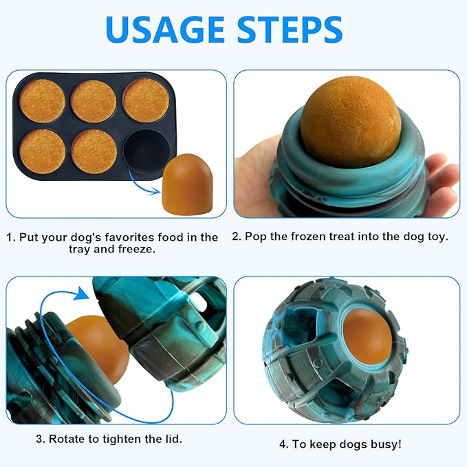 Yipetor Frozen Treat Dispensing Dog Toy - Large Chew Toy, Freezable Fillable Rubber, Reduces Anxiety, Easy to Clean, Interactive Puzzle (Small)