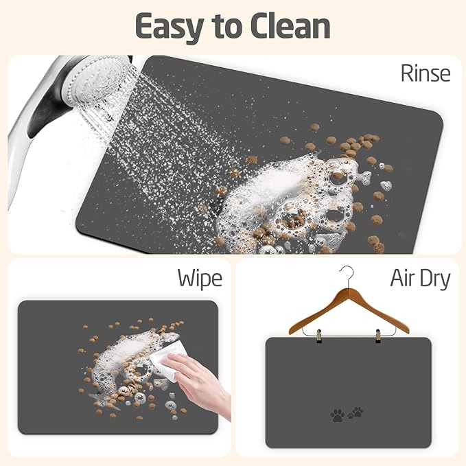 Pet Feeding Mats-Absorbent Dog Mat for Food and Water Bowl, Dog Accessories Pet Supplies, Quick Dry No Stains Water Dispenser Mat for Pet, Non-Slip Bowl mat for Messy Drinkers