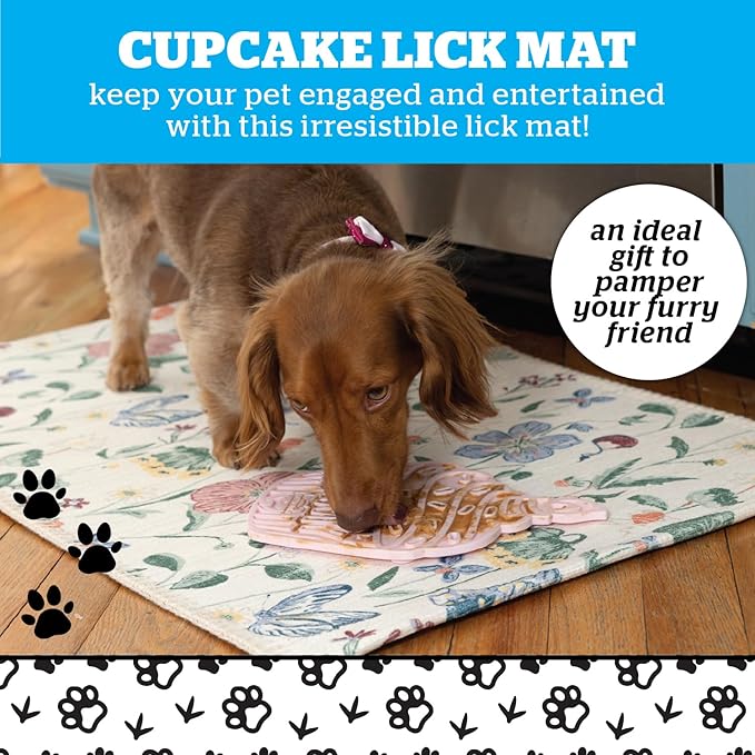 BigMouth Inc Cupcake Lick Mat for Pets - Non-Slip Durable Dog and Cat Lick Pad - Perfect for Anxious Pets and Distraction During Grooming or Bathing