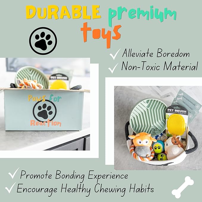 New Puppy Gift Basket - Premium Puppy Starter Kit and Dog Gift Basket with Dog Toys - Perfect Doggie Birthday Gifts and Puppy Necessities with Pet Toy Basket.