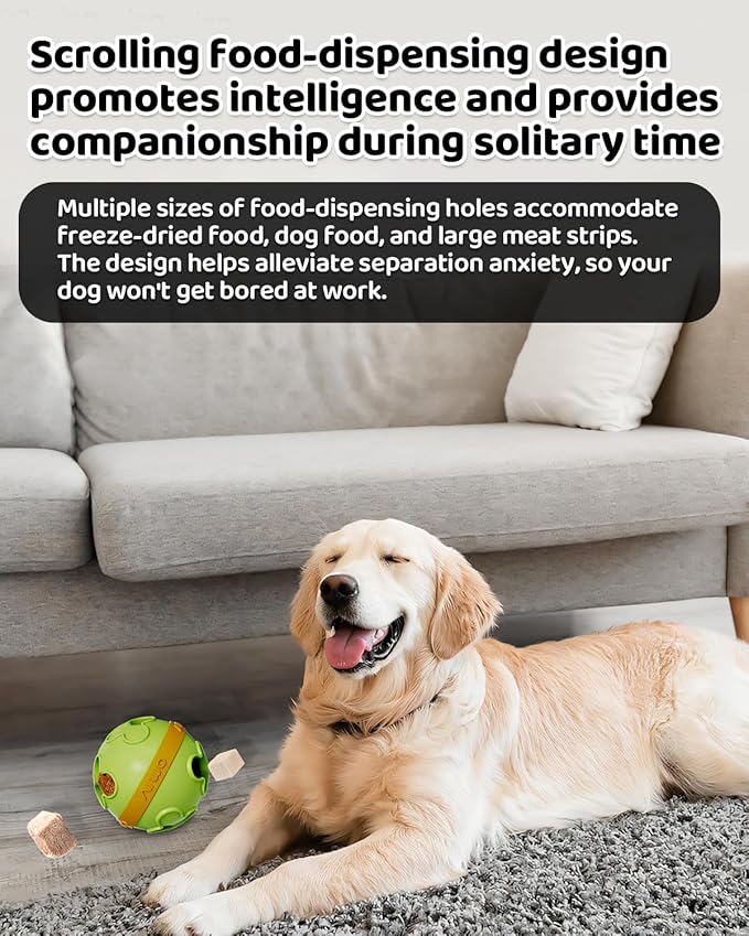 Interactive Dog Treat Dispenser Clover Ball Bite Resistant TPR Puzzle Feeder for All Dog Size Fun Bounce Fetch Toy with Dual Holes, Washable Pet Enrichment Chew Toy for Boredom Relief & Slow Blue
