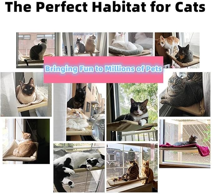 Cat Purrfect Perch, 2023 New Cat Bed Window, Cat Window Hammock Window Perch, Safety Cat Shelves Space Saving Window Mounted Cat Seat for Window Perch for Large Indoor Cats (C-Purple)
