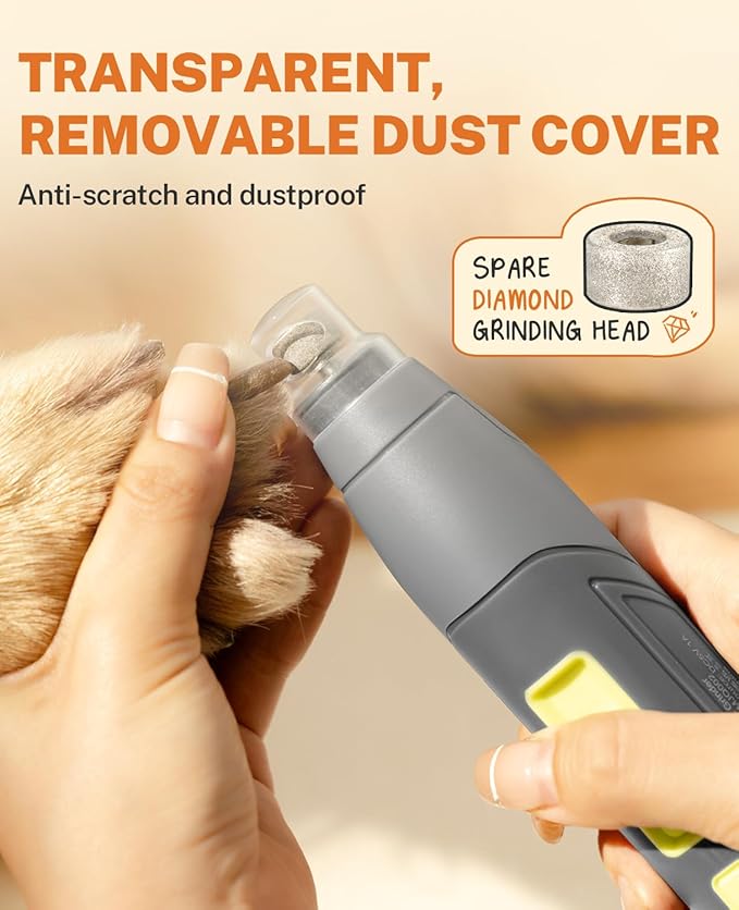 Toozey Dog Nail Grinder Upgraded to 3 Speeds with LED Lights - Rechargeable & Quiet Pet Nail Trimmer for Painless Paws Grooming, Professional for Small, Medium, Large Dogs and Cats