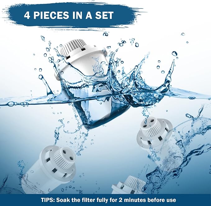 Large Dog Water Fountain Filters Replacement 4 Packs for PETNF 3 Gallons Stainless Steel Pet Fountain Dog Water Bowl Dispenser,7-Layer Human-Grade Vertical Filtration for D2341/D2223/D2419/D2322 Model
