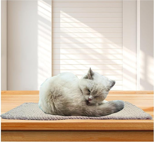 Cat Window Sill Pet Pad Perch, Knitted Window Perch Pet Mat Pillow Seat Bed, Cat Cushion for WindowSill, Double Sided Window Perch (Beige, 8"x24")