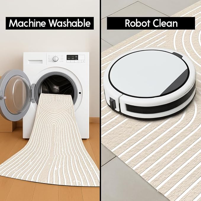 Muddy Mat짰 Maze 5x7 Washable Area Rugs for Living Room, Bedroom & Dining Room ??Modern Soft Low Pile Non Slip Carpet ??Pet Friendly Waterproof Foldable Rugs for Home