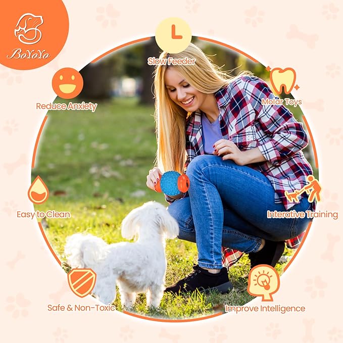 Interactive Dog Toys Treat Dispenser - Slow Puzzle Feeder for Large Dogs, Mental Stimulation for Anxiety Relief & Boredom