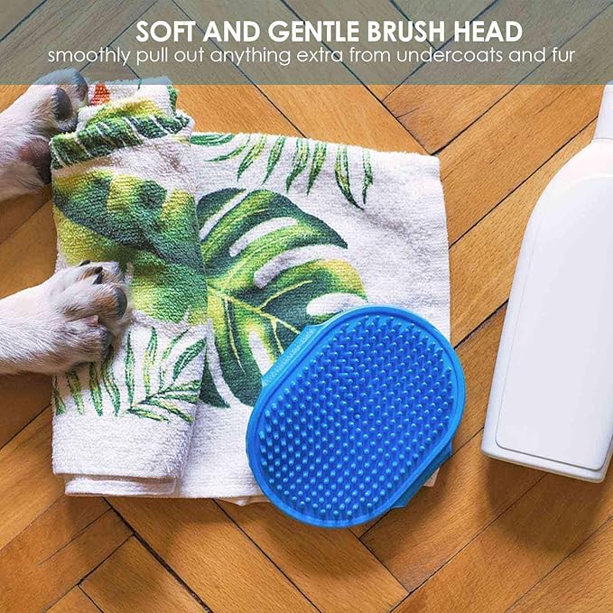 2 Pack Dog Grooming Brush, Premium Soft Silicone Pet Bath Brushes with Adjustable Handle, Shampoo Soothing Comb for Wet Dry Long Short Haired Dogs & Cats Massaging, Deshedding