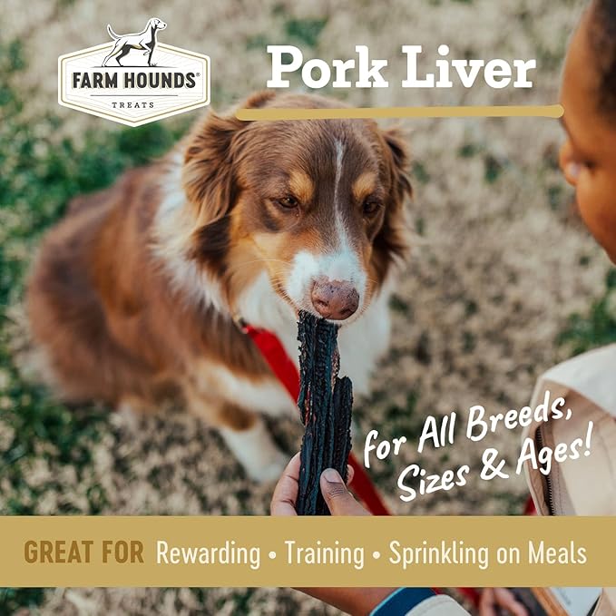 Farm Hounds - Pork Liver - Premium Natural Jerky for Dogs - Made from 100% Humanely Raised Pork - Organ Treats - Great for Training & Treats - No Added Fillers - Made in USA - 4 oz - 1 Pack
