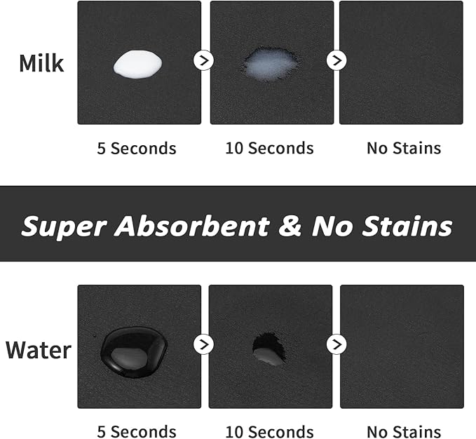 Dog Food Mat - Absorbent Cat Mat for Food and Water, No Stains Pet Feeding Bowl Mat, Easy to Clean Pet Placemats, Quick Dry Dog Water Dispenser Mat for Messy Drinkers | Black 18"x 34"
