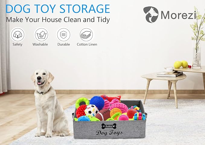 Personalized dog toy basket for dogs shallow baskets in large perfect for dog toy bin for living room playroom closet gift basket home decoration