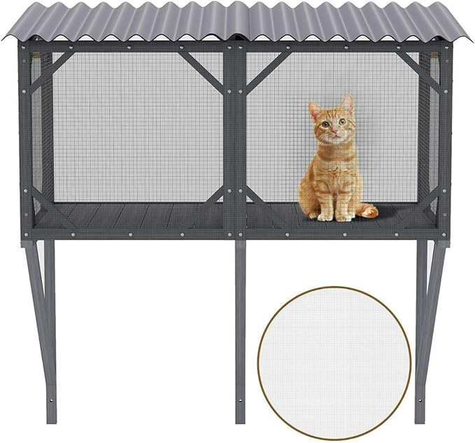 Cat Window Box Catio, Outdoor Cat Enclosure, All-Weather Window Perch for Indoor Cats, Safe Sunbathing Space with 360° View, Easy Installation for Home, Apartment