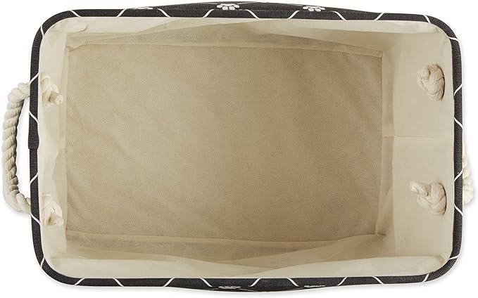 Bone Dry Pet Storage Collection Paw and Bone Print, Small Rectangle, 14x8x9, Black Trellis