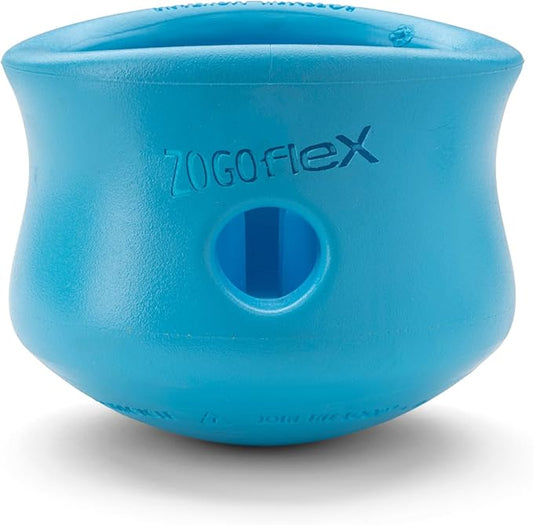WEST PAW Zogoflex Toppl Interactive Treat Dispensing Puzzle Dog Toy for Mental Stimulation & Enrichment-Holds Kibble & Treats-Lickable, Freezable & Dishwasher Safe-Made in USA-X-Large-Aqua Blue