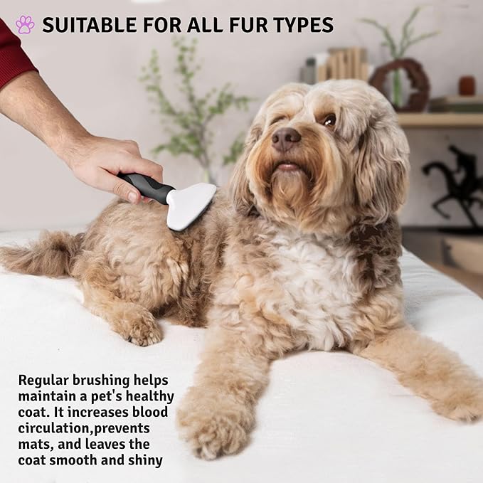 Poodle Pet Slicker Brush - For Dogs, Cats, and Rabbits - Removes Matted Fur, Knots, and Loose Hair - Suitable for Grooming Doodles and Goldendoodles with Short or Long Hair
