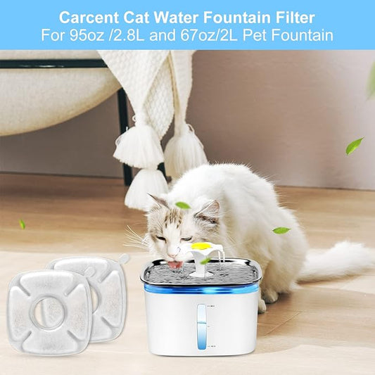 Cat Water Fountain Filters - 32 PCS Replacement Filters & Sponges for 95oz & 67oz Fountain