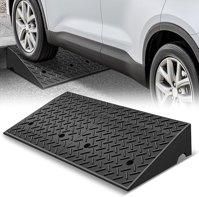 Auto Dynasty Rubber Curb Ramps, 6.3" Lift Height Curbside Driveway Ramp, 4410 LBS/2T Capacity Sidewalk Curb Ramp for Cars Trucks Bikes Motorcycles Wheelchairs