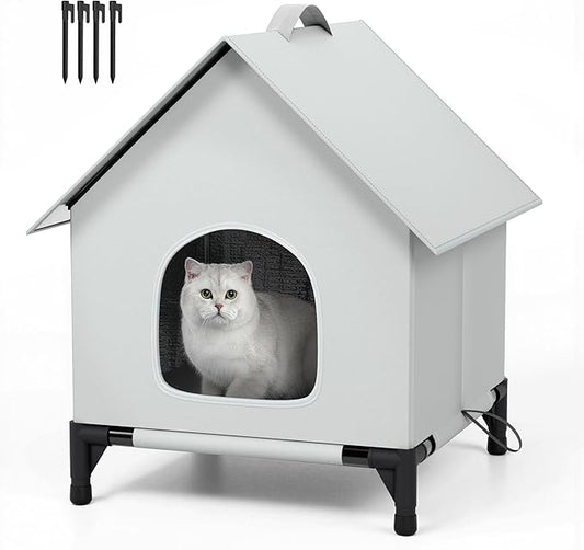 Cat House for Outside&Indoor,Insulated and Weatherproof,Foldable Cats Shelter, Easy to Put Together, Selfwarming Cat Shelter for Winter,Large Cave Bed for Garden(18 x 18 x 24 inch,L,Normal)