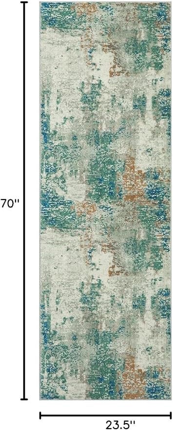 Lahome Modern Abstract Runner Rug with Rubber Backing - 2x6 Washable Rug Runners for Hallways Non Slip, 6 Ft Long Accent Carpet for Bathroom Kitchen Bedroom Entryway,Green/Grey
