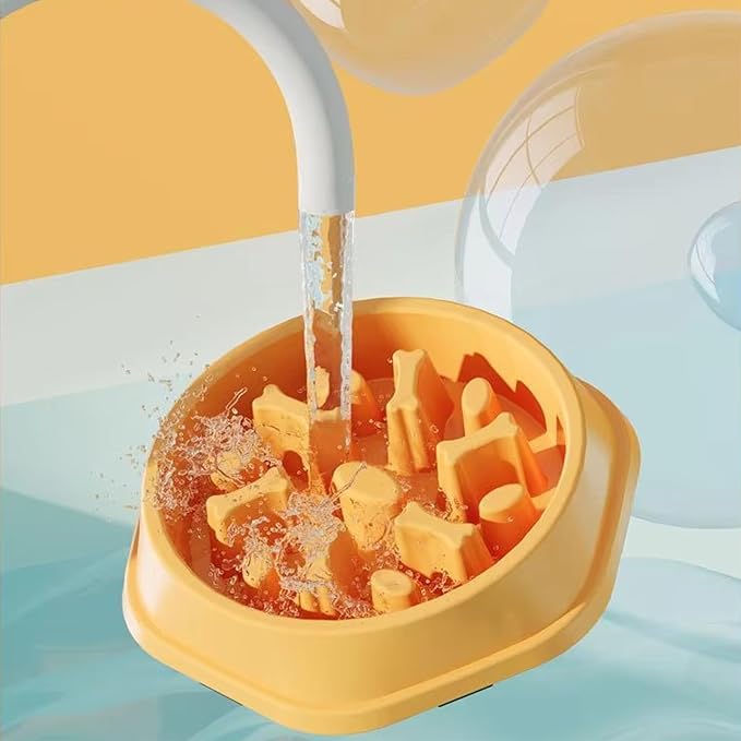 Slow Feeder Bowl for Small & Medium Cats & Dogs - Durable Slow Feeding Bowl with Non-Slip Base - Anti-Choking Puzzle Food Bowl for Dogs That Helps Mental Stimulation & Reduces Fast Eating-Pink