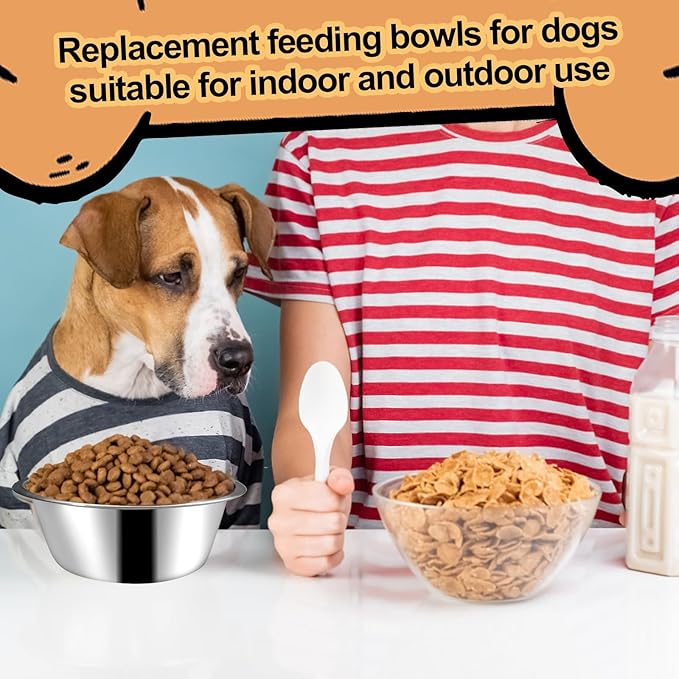 10 Pcs Stainless Steel Dog Bowls,6.85 inch Pet Food Replacement Bowls, Metal Dog Water Dishes for Medium, Small Dogs