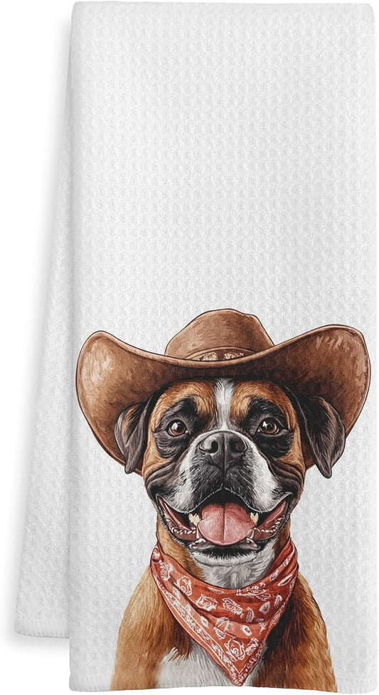 Funny Boxer Gifts Kitchen Towels, Boxer Gifts for Women Dish Tea Towel for Kitchen Decor, Boxers Gifts Hand Towels for Bathroom Decor, 16X24 Inch