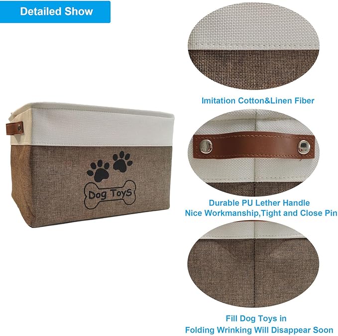 Large Dog Toy Basket Collapsible Dog Toy Box Shape Keeping Rectangle Dog Toy Bin for Pet Toys,Accessories