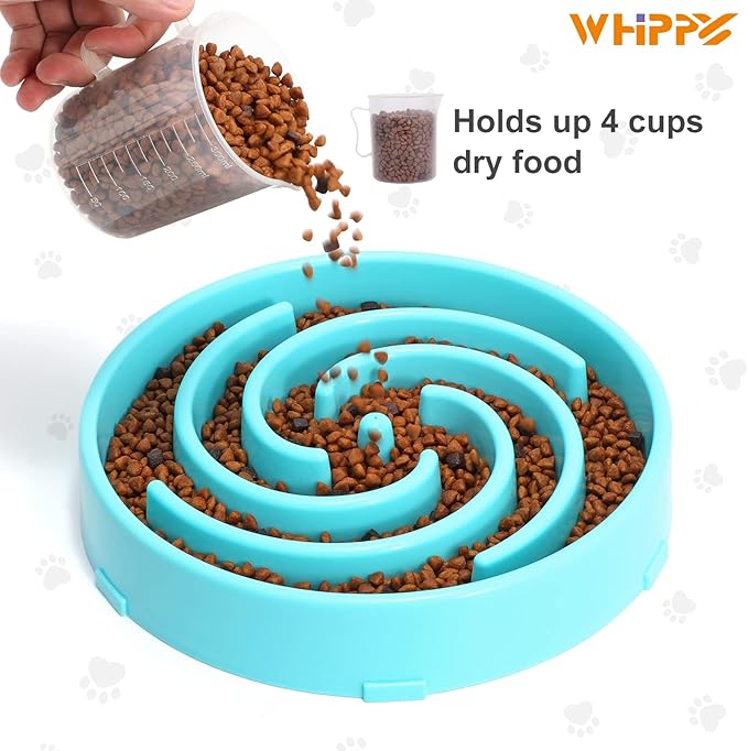 Slow Feeder Large Dog Bowl - Non Slip Maze Puzzle Bowl for Medium Dogs - Blue
