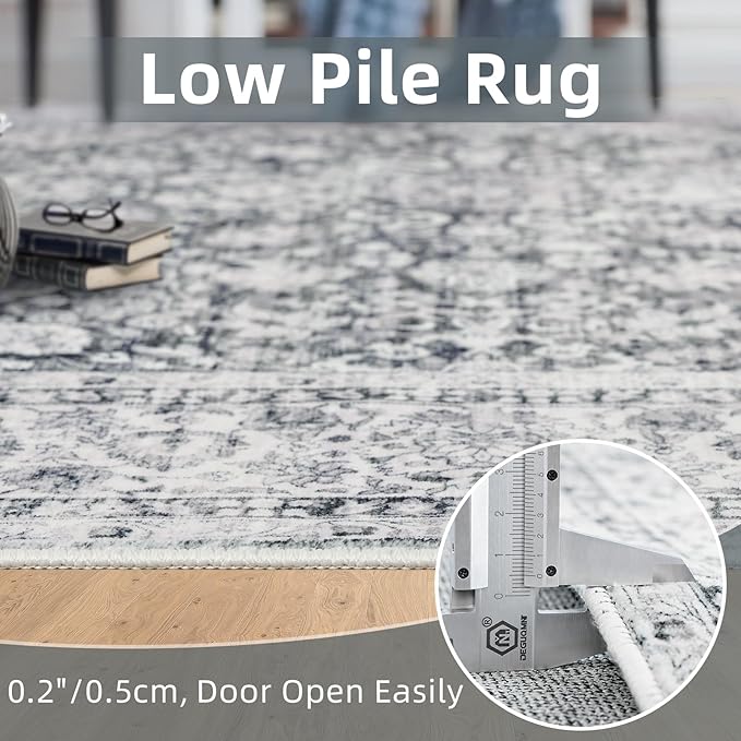 Deerly 2x3 Rugs Grey Small Area Rugs for Bedroom Living Room Bathroom Kitchen, Entry Rug Small Soft Rugs Low Pile Non-Slip Rubber Backing Oriental Door Mat