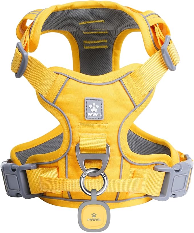 Pawaii No Pull Dog Harness with Pet ID Tag,Reflective Strips No Choke Front O Ring Breathable Mesh Adjustable Soft Padded Pet Vest with Easy Control Handle for Small Dogs