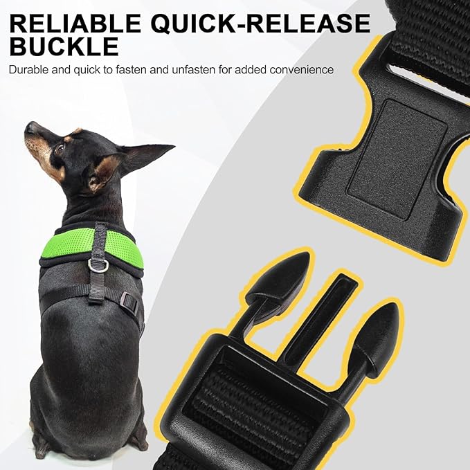 BINGPET No Pull Dog Harness,Soft Mesh Breathable All Weather Vest Harness,Safety Protection Design Durable Adjustable Step-in Easy Walk Dog Harness for Small Medium Large Dogs(Green,XS)