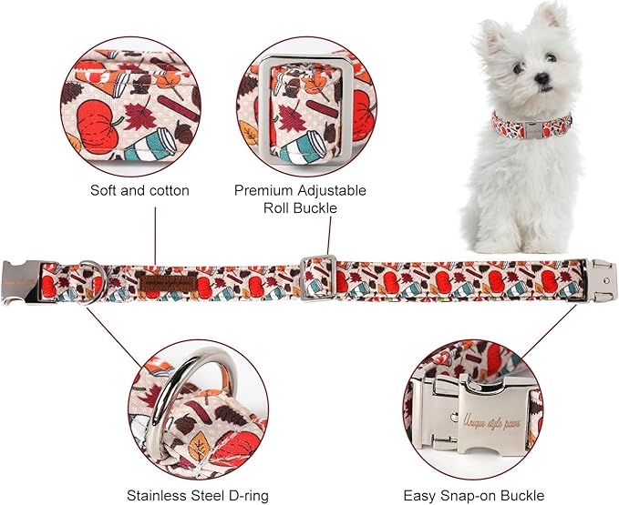 Unique style paws Halloween Dog Collar Metal Buckle Pumpkin Collar Gift Durable Cute Collar for Small Medium Large Boys Girls Dogs