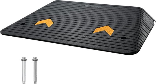 VEVOR 4" Rise Rubber Threshold Ramp, 35.5" Wide Wheelchair Ramp Doorway, Natural Curb Ramp, 33069Lbs Load Capacity, Non-Slip Textured Surface Rubber Curb Ramp for Wheelchair and Scooter