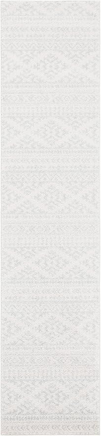 SAFAVIEH Tulum Collection Runner Rug - 2' x 17', Ivory & Light Grey, Moroccan Boho Tribal Design, Non-Shedding & Easy to Clean, Ideal for Living Room, Hallway, Foyer, Bedroom (TUL272G)