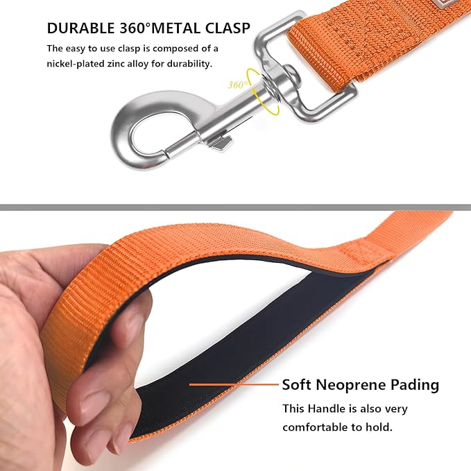 Basic Dog Leashes 6 FT Padded Handle Nylon Dogs Leashes for Small Dogs Orange