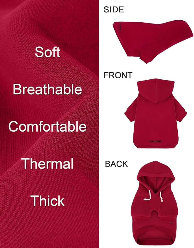 XPUDAC Matching Hoodie for Dogs and Humans Fleece Sweatshirt Soft Warm Pet Hoodie Sweater for Large Small Medium Dog and Owner Matching Clothes Cold Weather, Red, 5X-Large