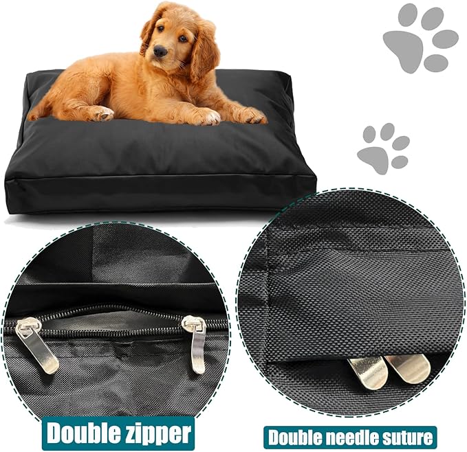 Replacement Dog Bed Cover,Heavy Duty Waterproof Removable 44" L x 32" W x 4" H Reusable Dog Bed Covers with Zipper-Cover Only