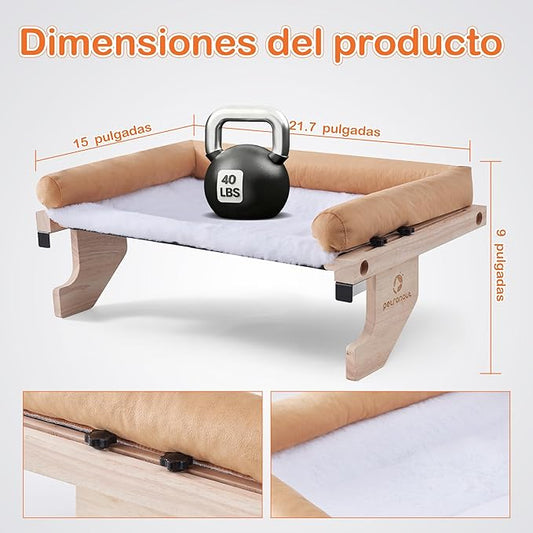 Cat Window Bed, Sturdy Window Mounted Cat Window Hammock, Solid Wooden Window Perch for Indoor Cats (Brown)