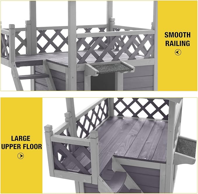 Aivituvin Cat House Outdoor Indoor Feral Kitty Shelter with Escape Door for Cats, Weatherproof Roof