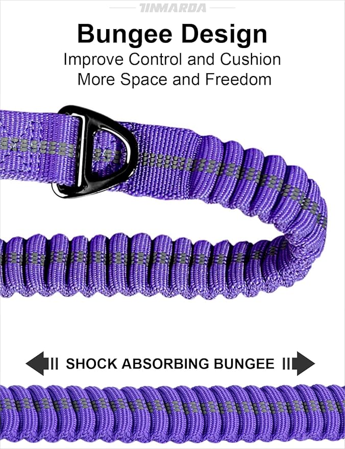 Heavy Duty Dog Leash, 4-6FT Shock Absorbing Dog Leashes with Traffic Handle and Comfortable Padded Handles, Advanced Easy Metal Clip, No Pull Reflective Leash for Medium Large Dogs That Pull (Blue)