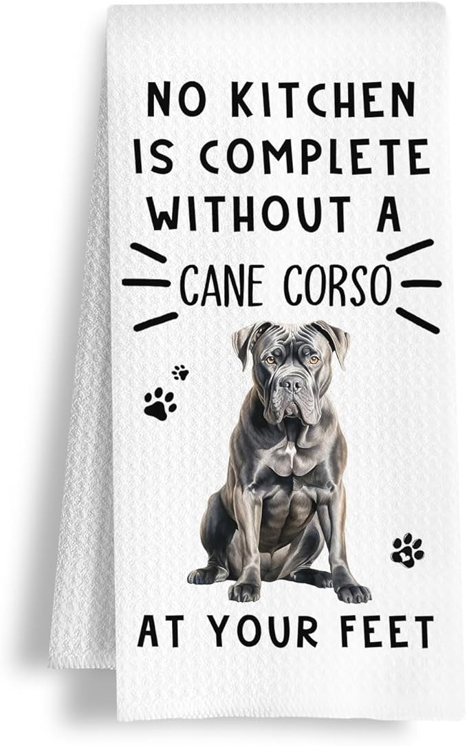 Funny Cane Corso Hand Towels for Kitchen Home Bathroom Decor, A Kitchen is Not Complete Without A Cane Corso Dish Towel, Dog Lovers Gift, 16×24 Inch